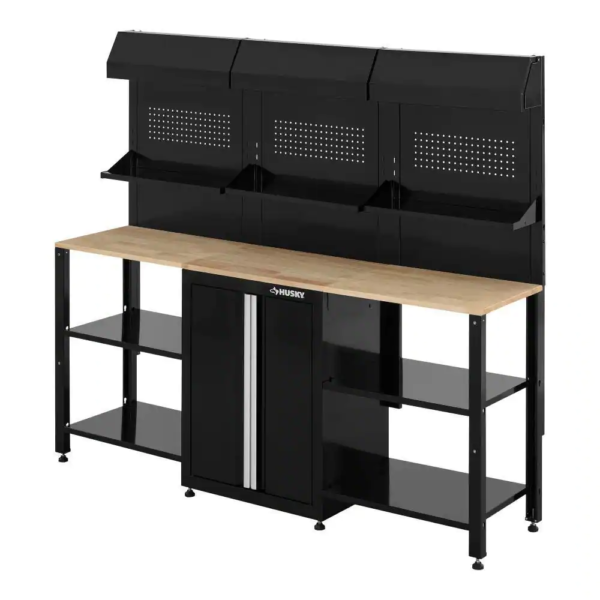 9-Piece Ready-To-Assemble Steel Garage Workstation in Black (80 In. W X 69.5 In. H X 19.5 In. D)