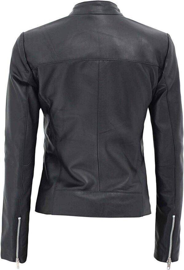 Aprilia Womens Black Leather Moto Jacket - Image 3