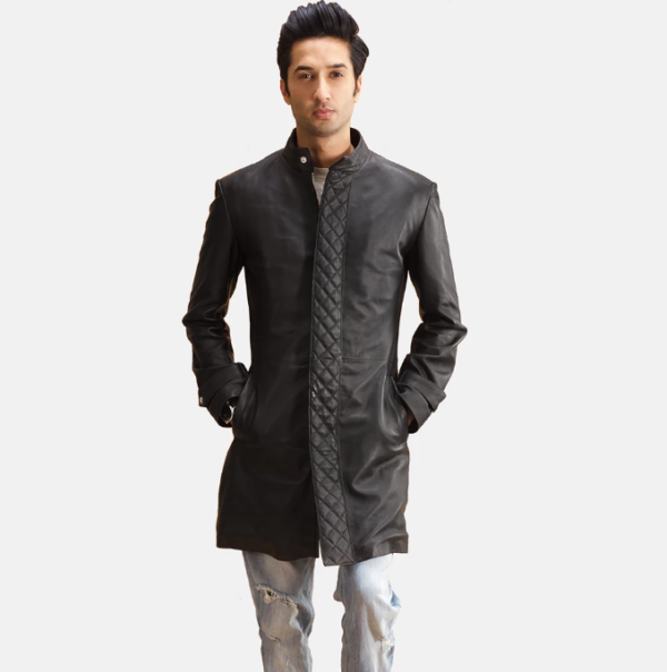 Midlander Quilted Black Leather Coat - Image 5